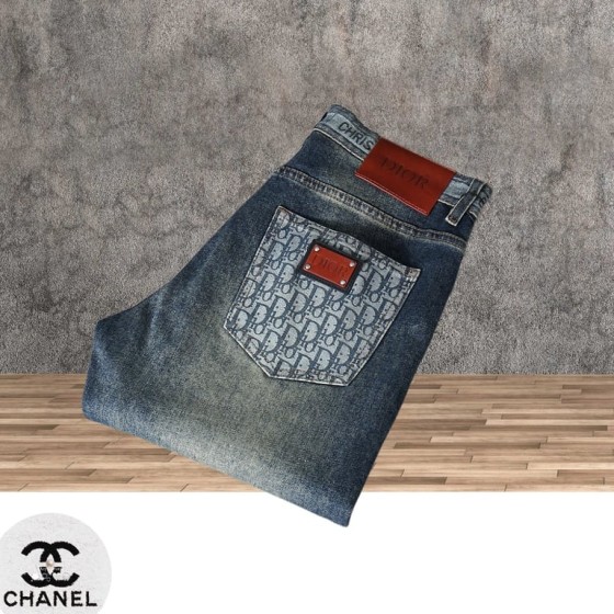 Dior Light Wash Denim Jeans with Oblique Jacquard Pocket